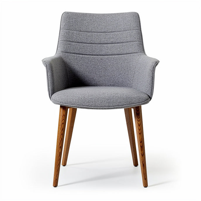 **Moderne stoel met gestoffeerde zitting en houten poten**
