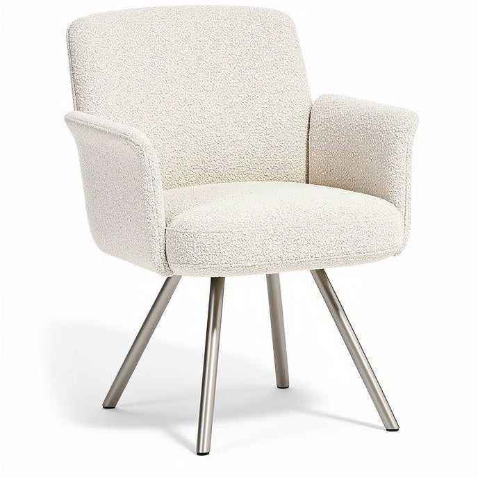 **Moderne witte fauteuil met metalen poten**