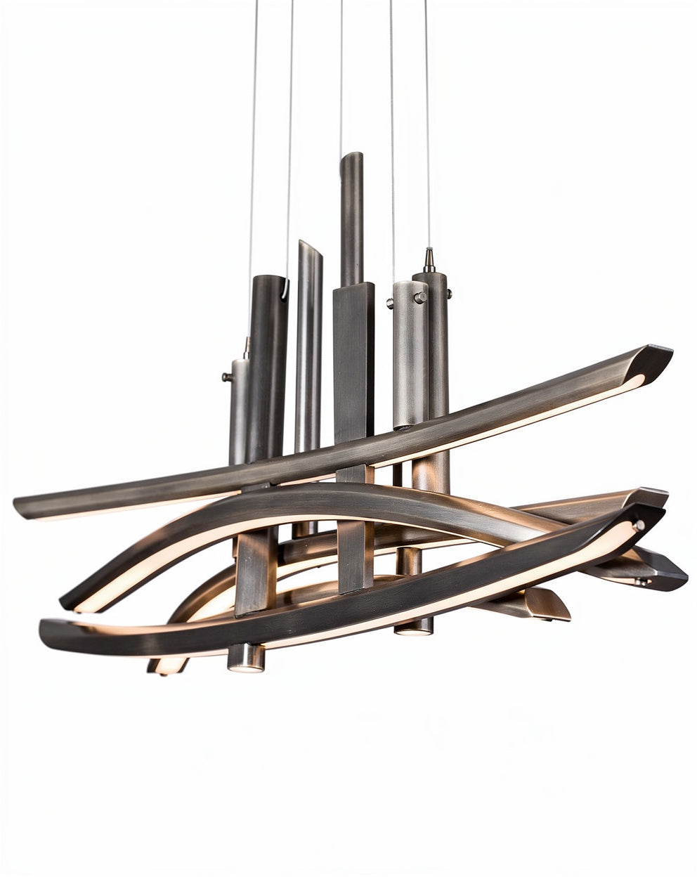 **Moderne hanglamp met abstracte vormen en LED-verlichting**