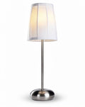 **Moderne tafellamp met stoffen kap en metalen voet**